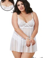 Dreamgirl Dreamgirl - Pearl Babydoll, Restraints & G-String - OS/XL - White