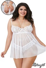 Dreamgirl Dreamgirl - Pearl Babydoll, Restraints & G-String - OS/XL - White