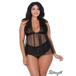 Dreamgirl - Short Retro Babydoll - OS Queen - Black