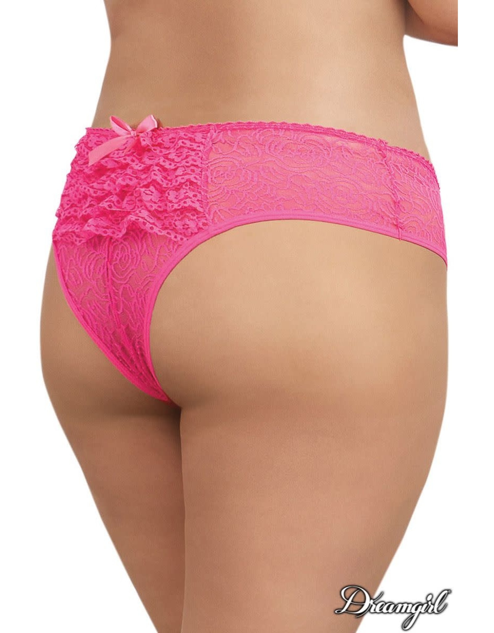 Dreamgirl Dreamgirl - Open  Ruffled Panty - 3X/4X - Hot Pink