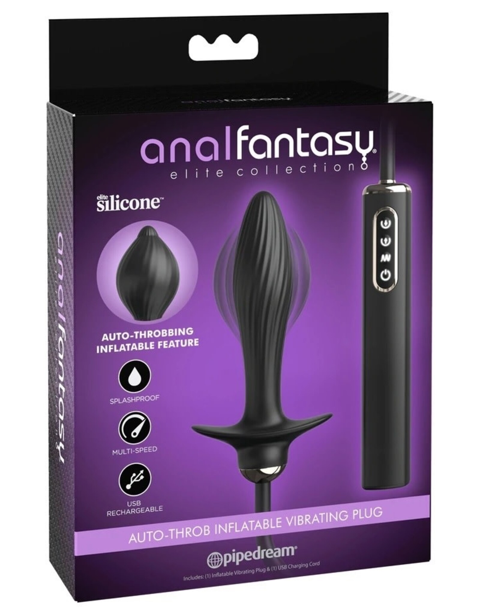 Pipedream Anal Fantasy  Elite  - Auto-Throb Inflatable Vibrating Plug - Black