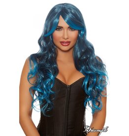 Dreamgirl Adjustable Long Wavy Ombre Layered Wig - Steel Blue