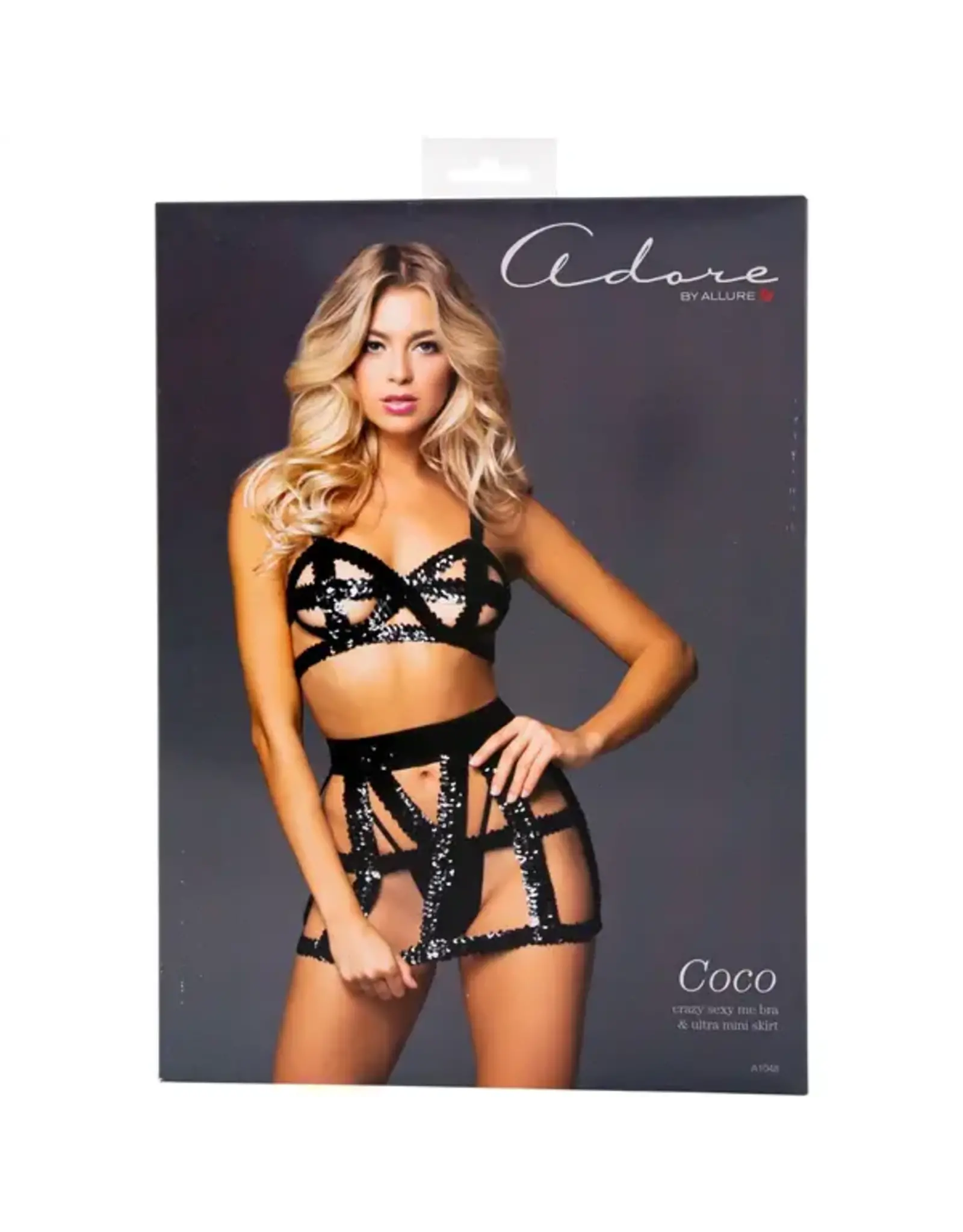 Allure Lingerie Adore - Coco - Crazy, Sexy,  Me Sequins Bra and Ultra Mini Skirt - L/XL