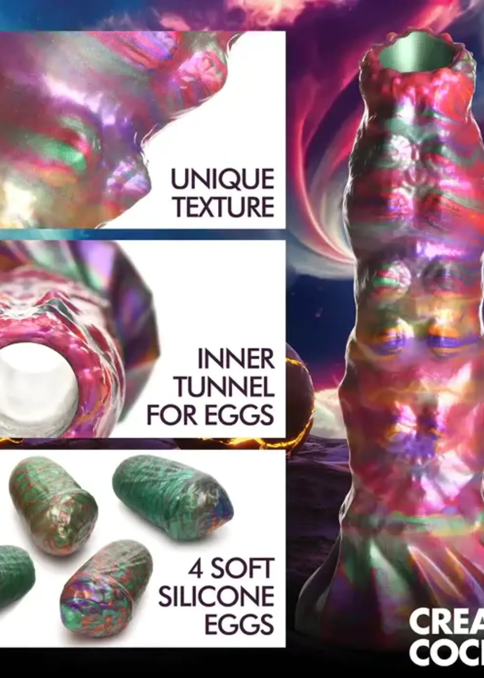 XR Brands Creature Cocks - Larva Silicone Ovipositor with Eggs