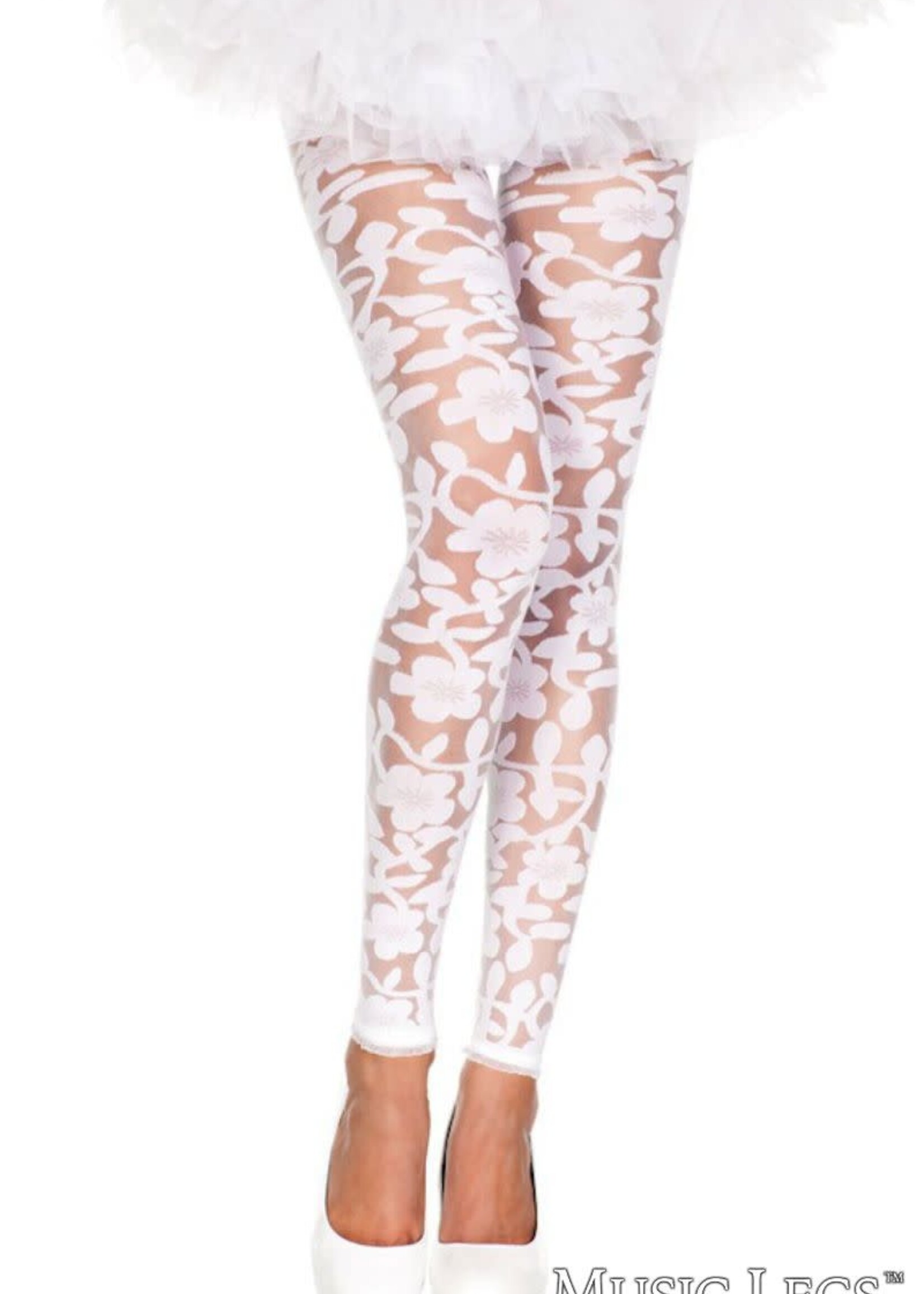 Floral Tights  - O/S - White