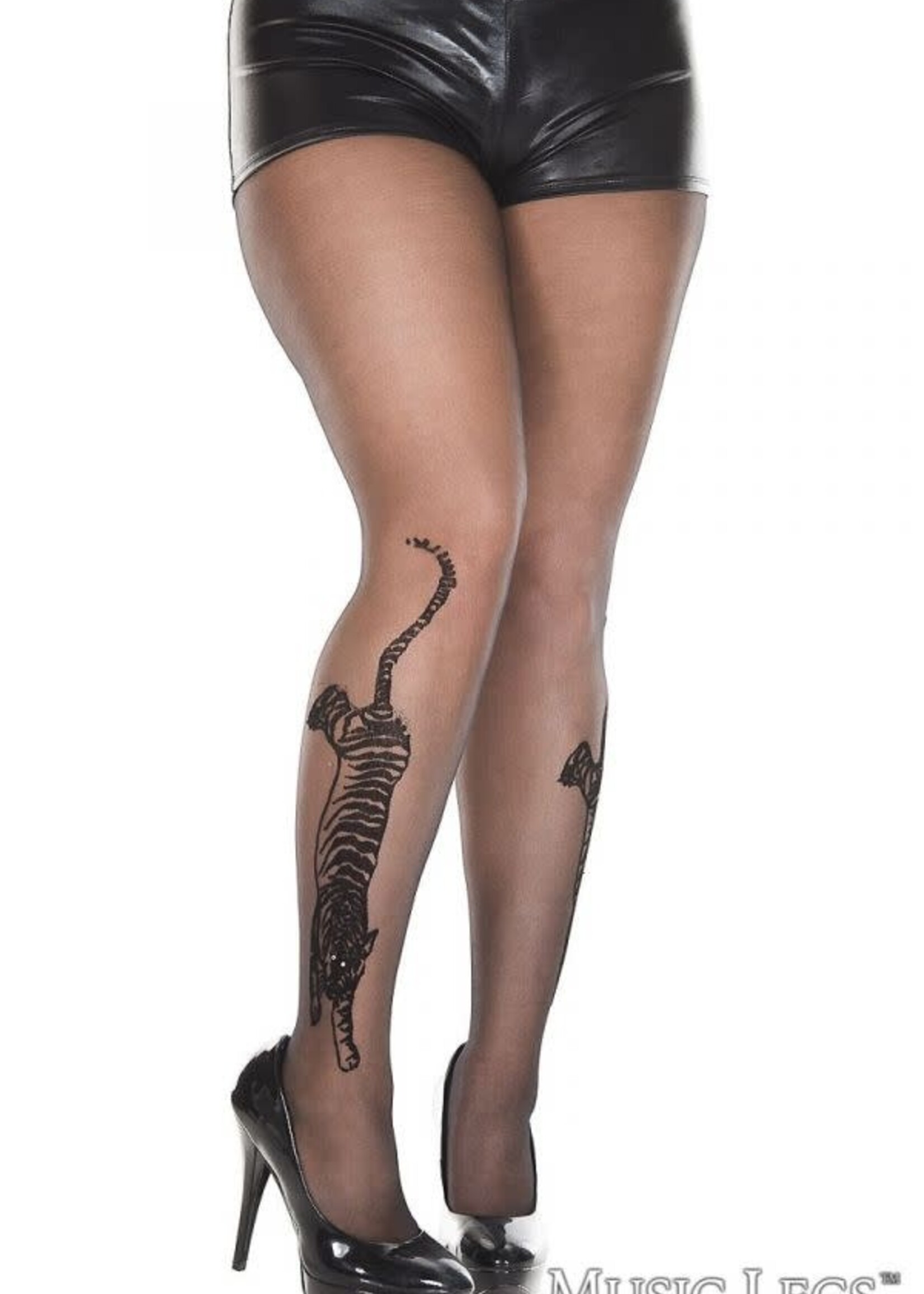 Tiger Tattoo Sheer Pantyhose - O/S Queen