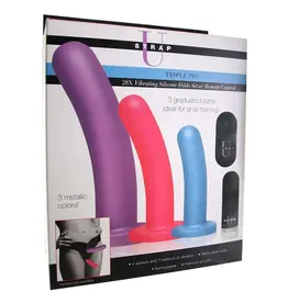 Strap U - Triple Peg Vibrating Dildo Set