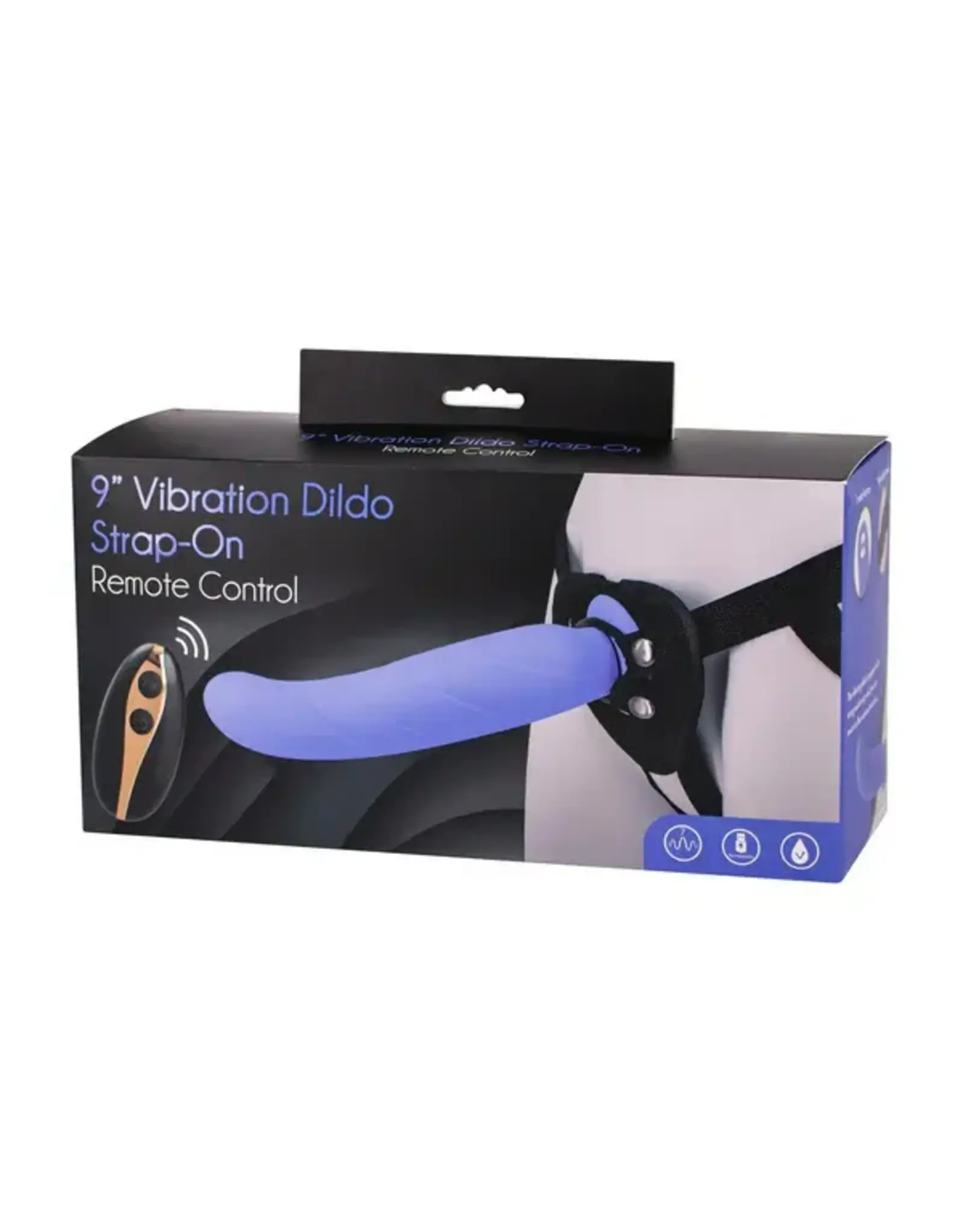 9" Vibration Dildo Strap-On with Remote Control - Blue