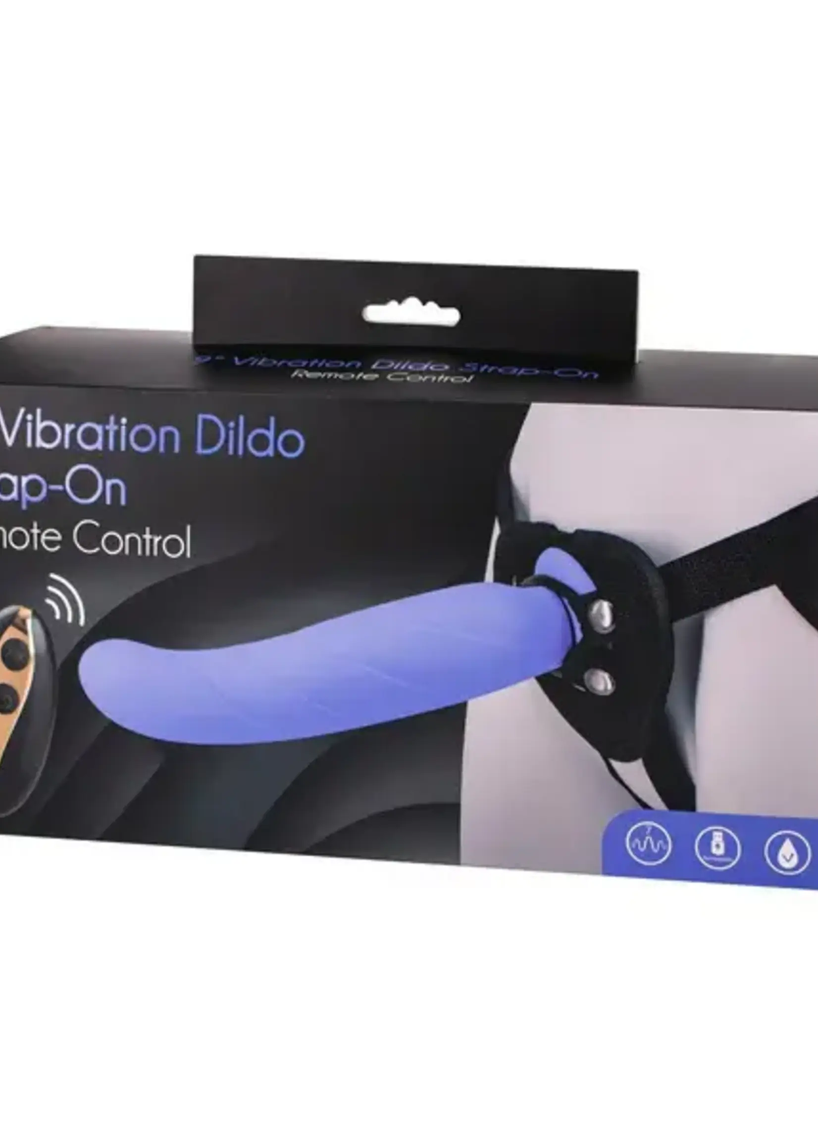 9" Vibration Dildo Strap-On with Remote Control - Blue