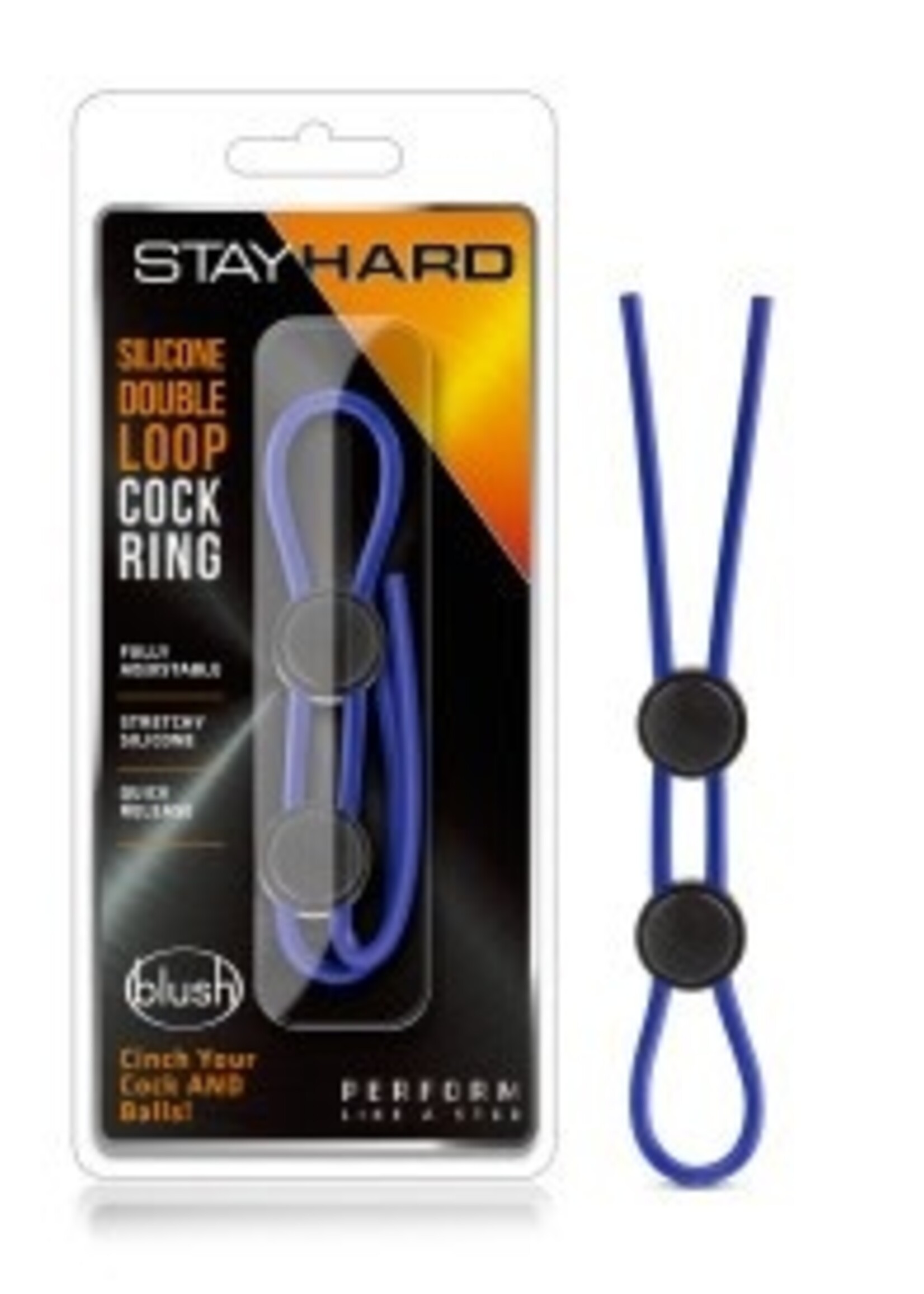 Blush Novelties Blush - Stay Hard - Silicone Double Loop Cock Ring - Blue