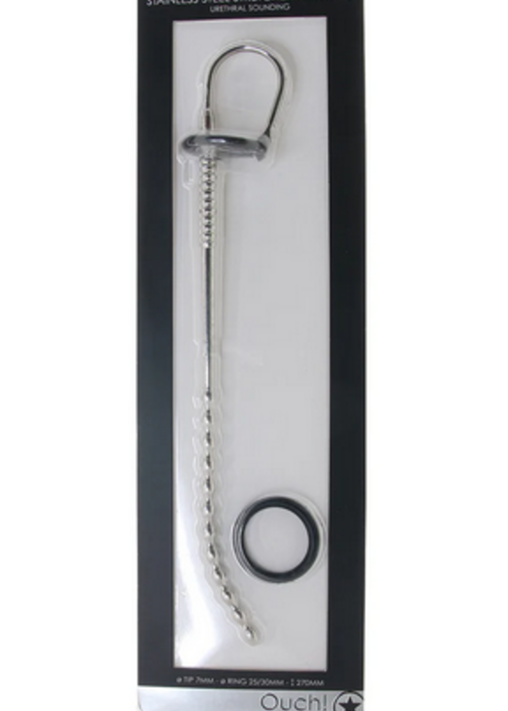 Ouch! Beaded 7mm Steel Urethral Sounding Plug & Ring