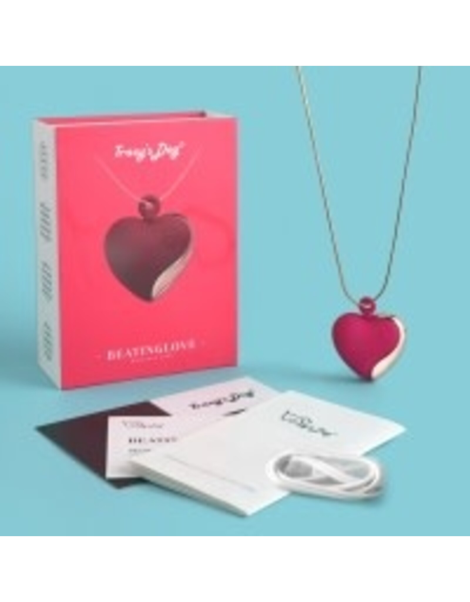 Tracy's Dog Tracy’s Dog - Beating Love Silicone Heart-Shaped Necklace Vibrator - Red