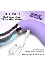 XR Brands Prisms - 10X Dual End Wavy Silicone Glass Vibe