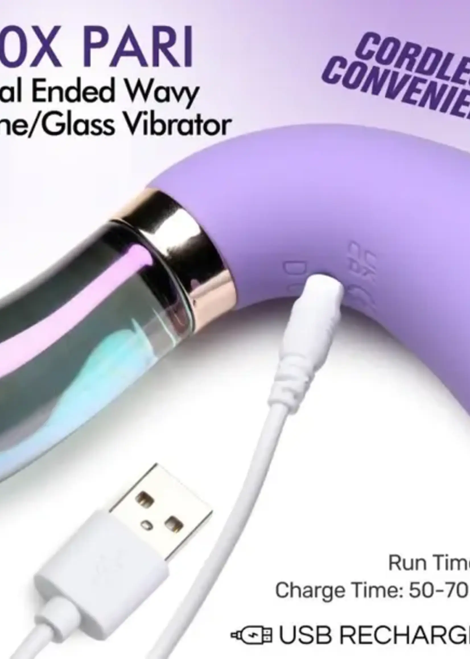 XR Brands Prisms - 10X Dual End Wavy Silicone Glass Vibe