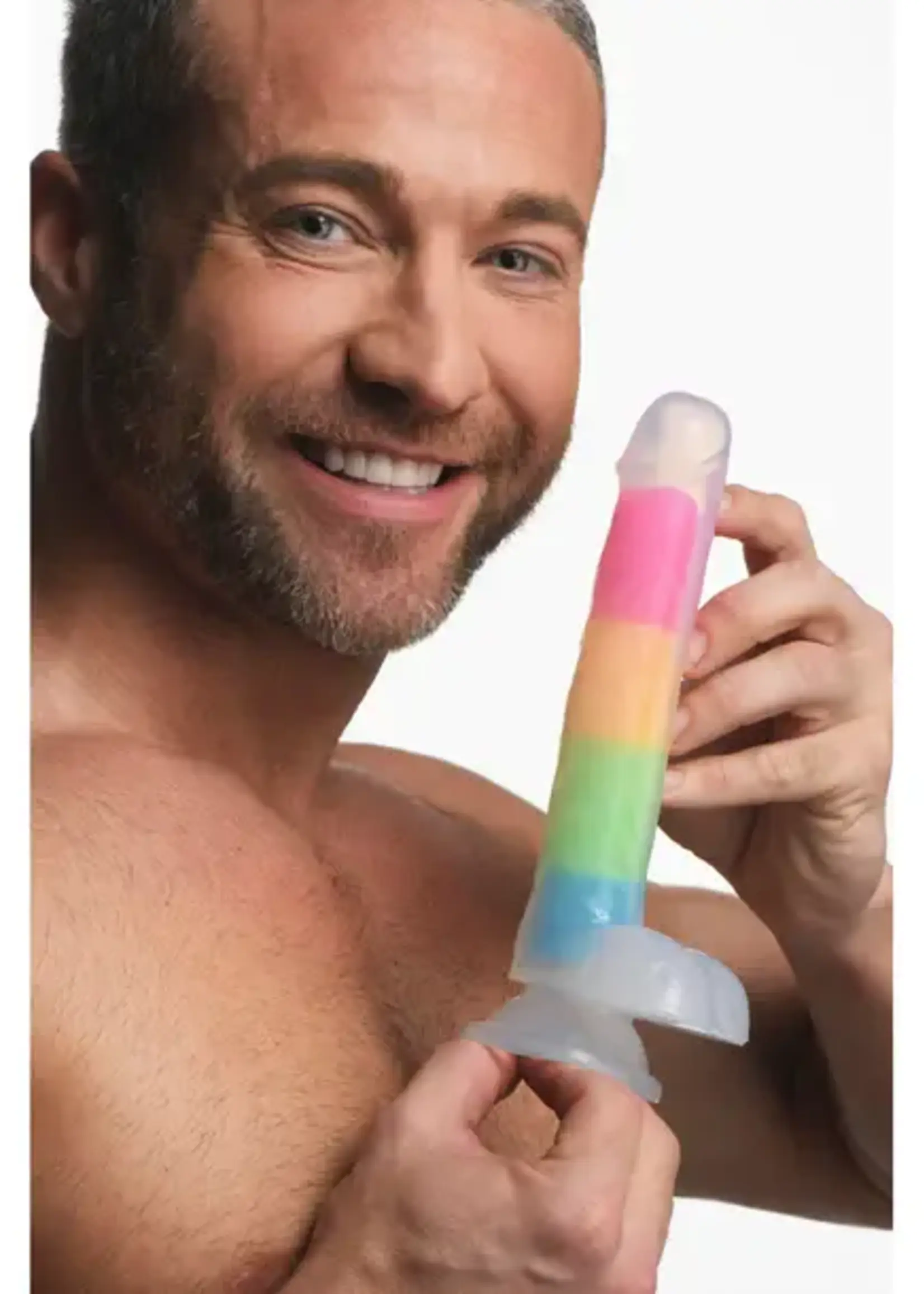Curve Novelties LolliCock - 7" Glow In The Dark Rainbow