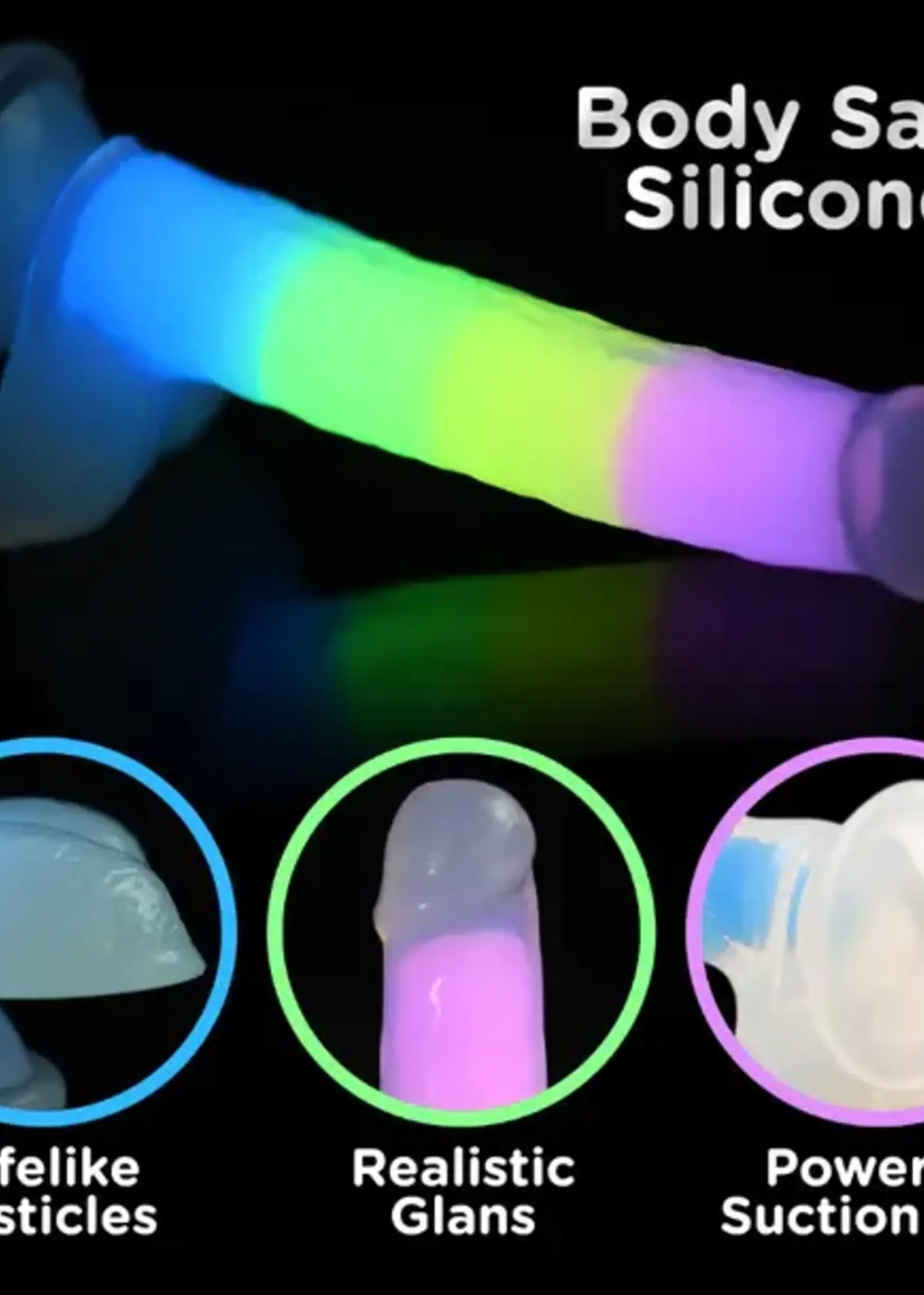 Curve Novelties LolliCock - 7" Glow In The Dark Rainbow