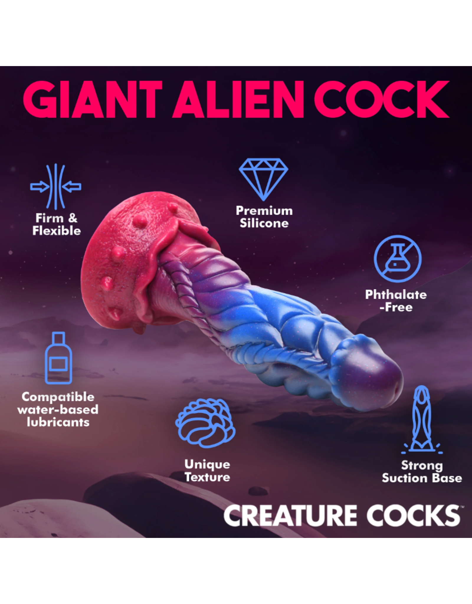 XR Brands Creature Cocks - Intruder Alien Silicone Dildo