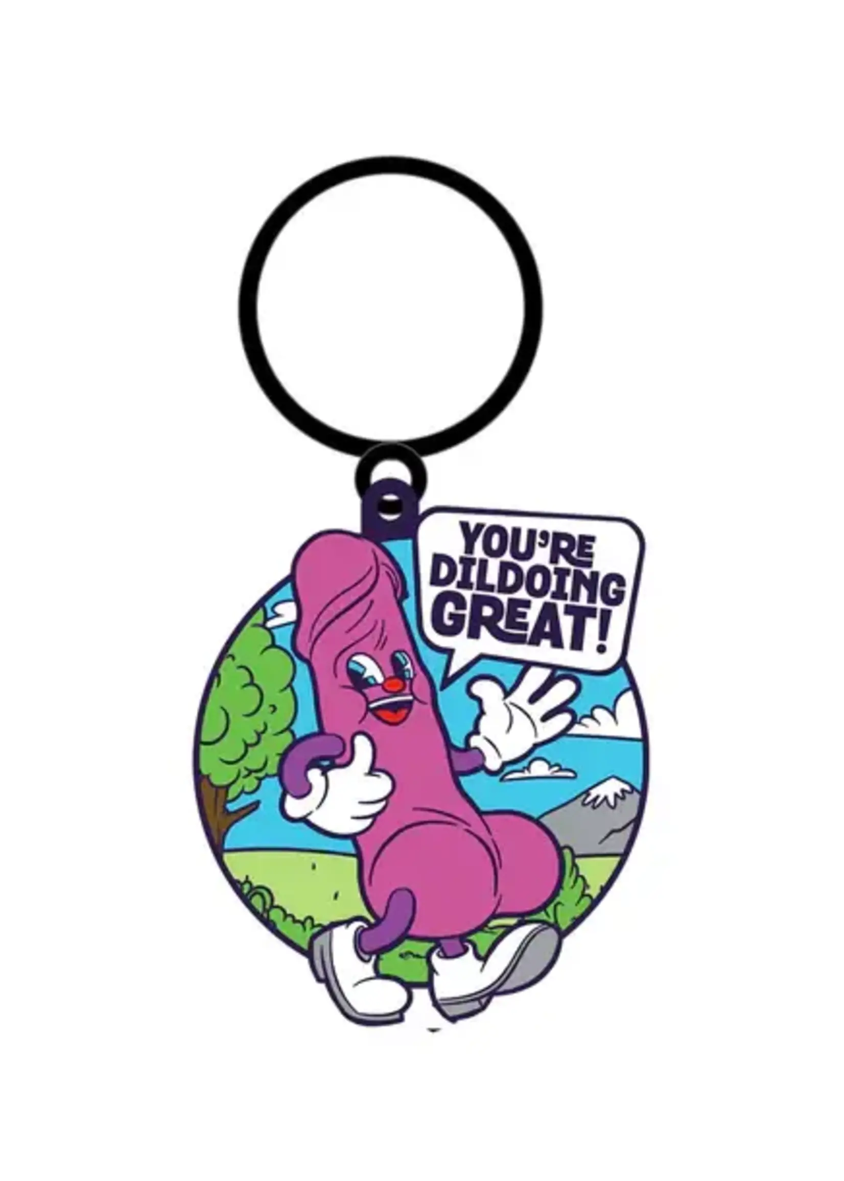 wood rocket "You're Dildoing Great" Keychain