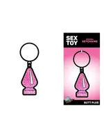 wood rocket Pink Glitter Butt Plug Keychain