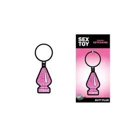 wood rocket Pink Glitter Butt Plug Keychain