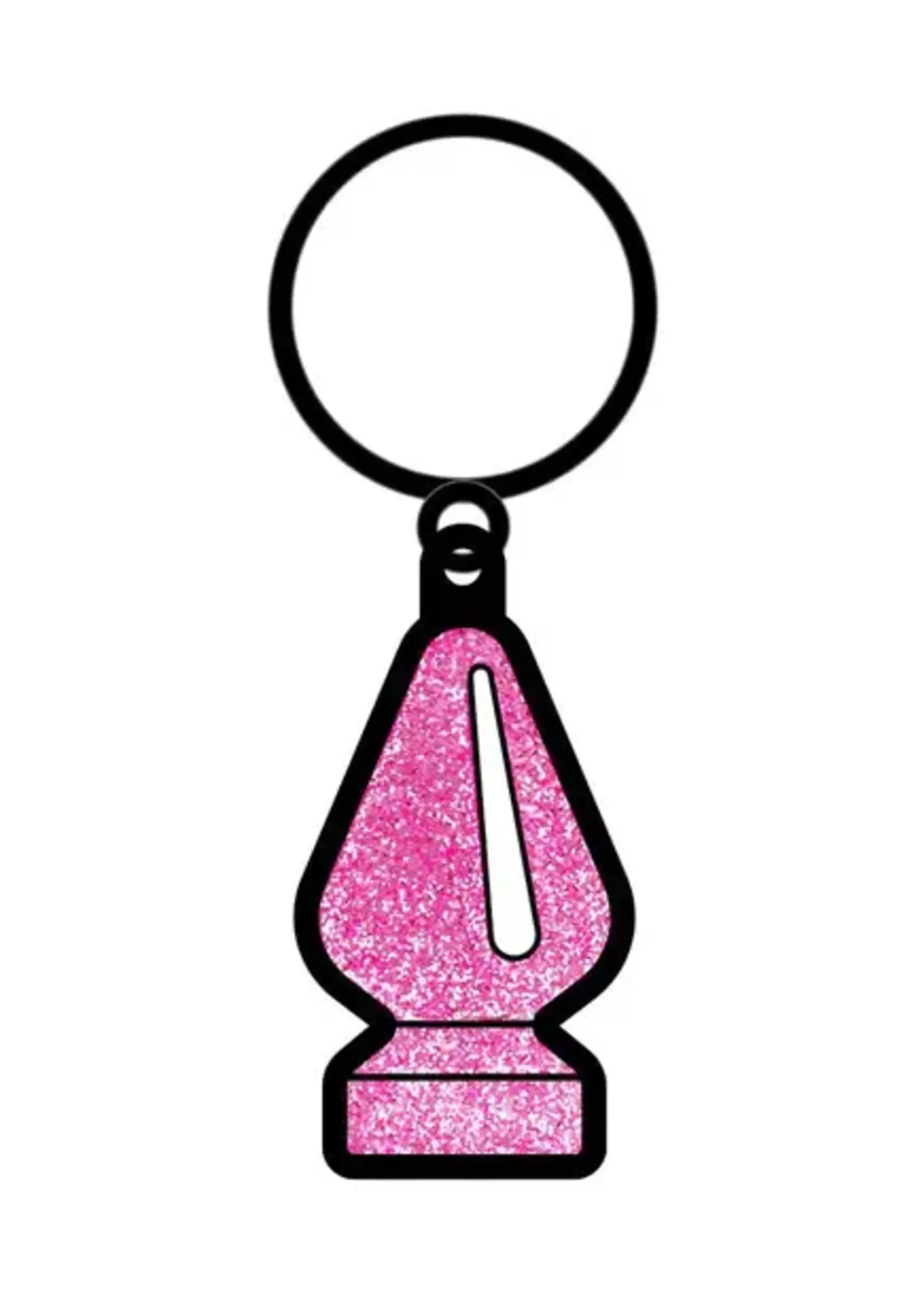 wood rocket Pink Glitter Butt Plug Keychain