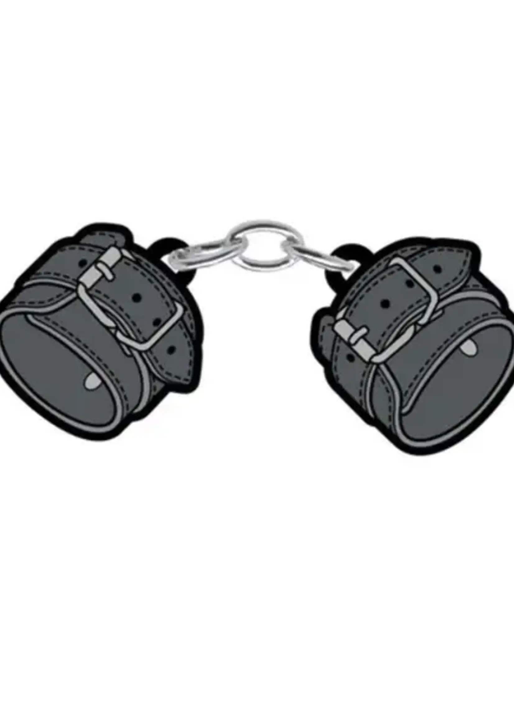 wood rocket Enamel Pin: Large Leather Handcuffs