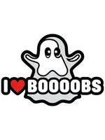 wood rocket Enamel Pink: I Love Boooobs Ghost