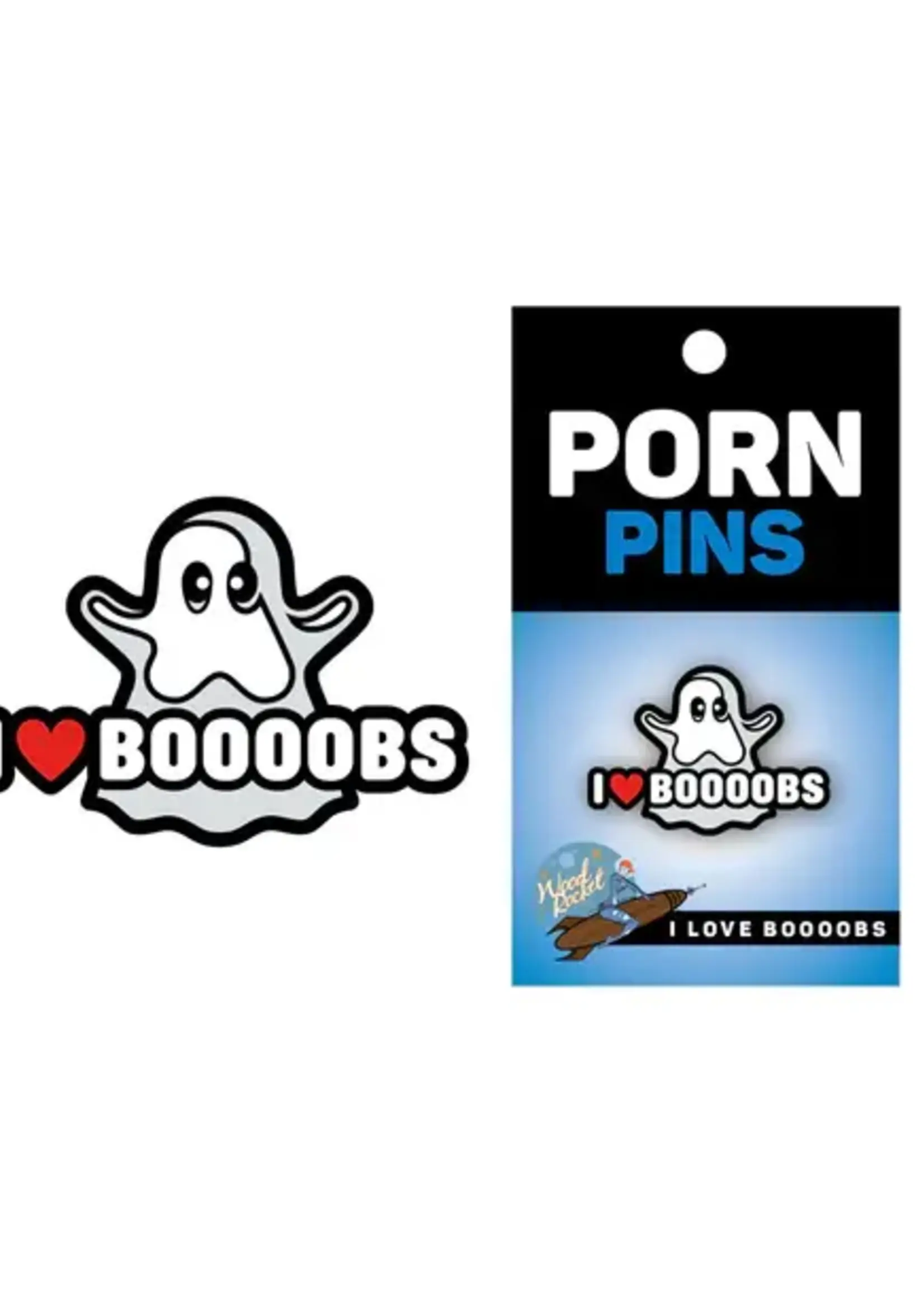 wood rocket Enamel Pink: I Love Boooobs Ghost
