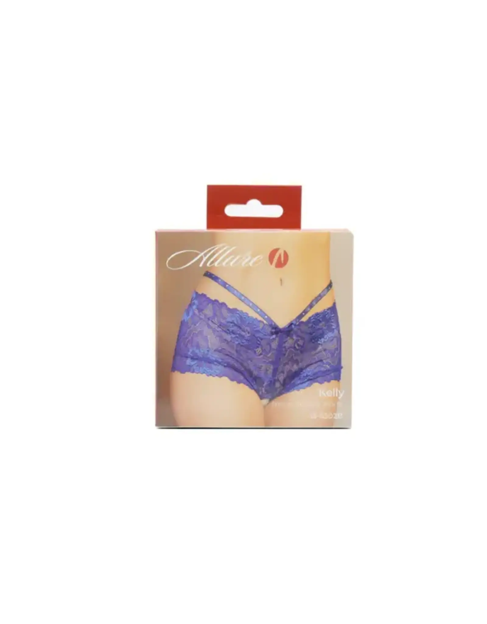 Allure Lingerie Allure - Kelly Lace Crotchless Shorts – Blue - OS