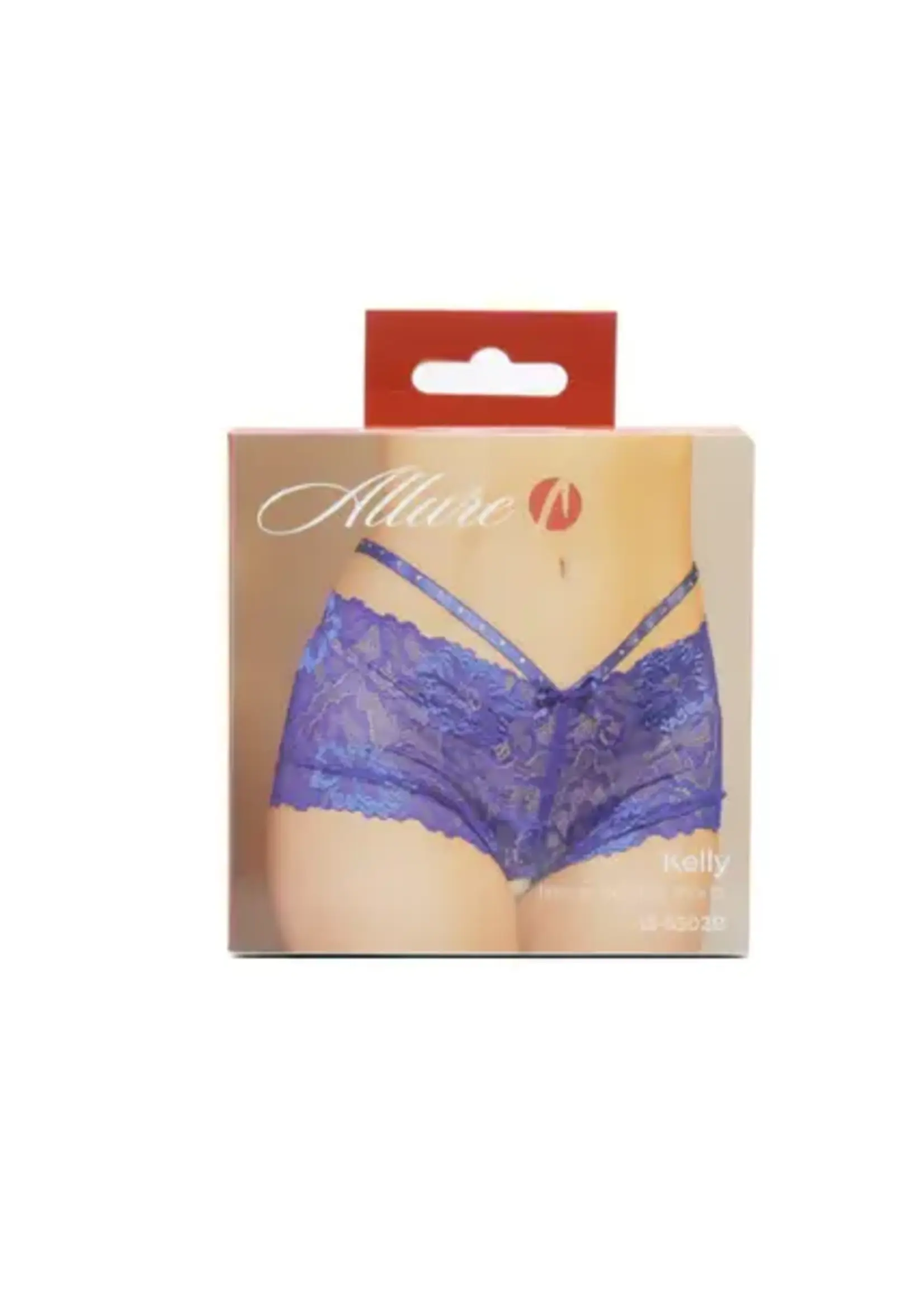 Allure Lingerie Allure - Kelly Lace Crotchless Shorts – Blue - OS