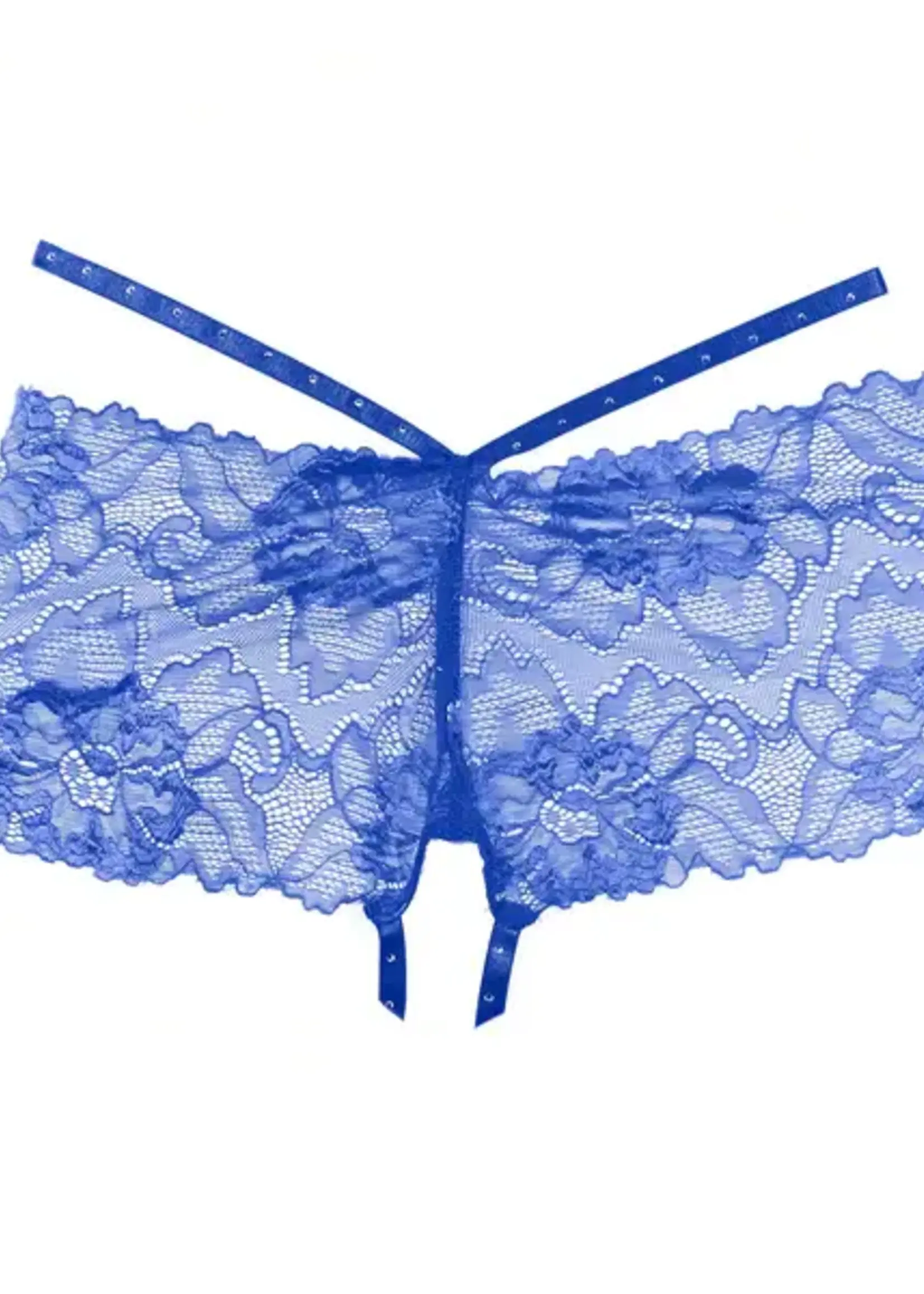 Allure Lingerie Allure - Kelly Lace Crotchless Shorts – Blue - OS