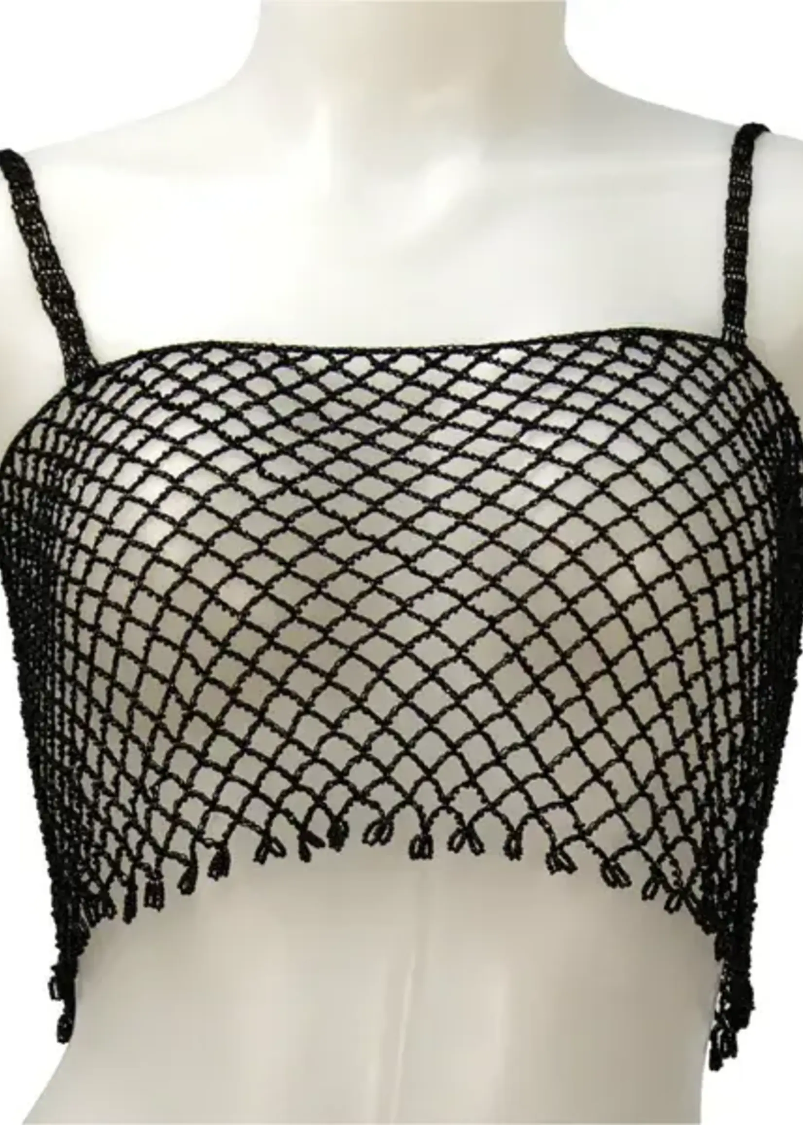 Nanma Beaded Strap Top - Black - OS