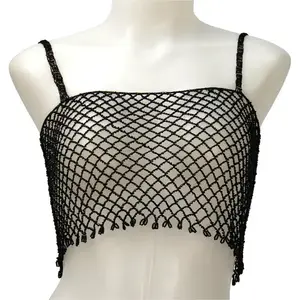 Nanma Beaded Strap Top - Black - OS