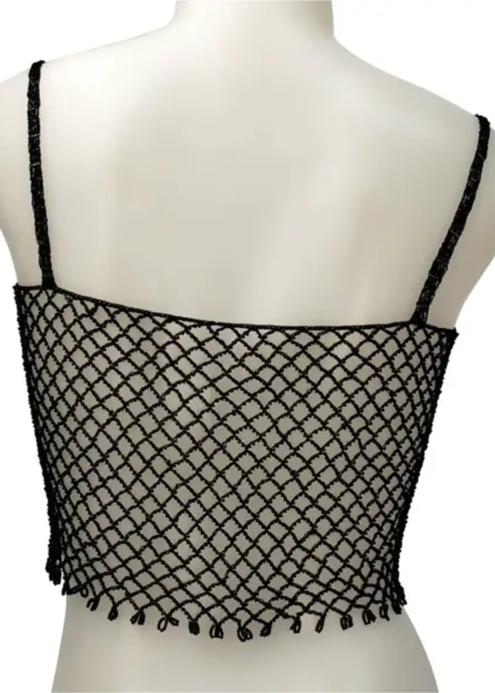 Nanma Beaded Strap Top - Black - OS
