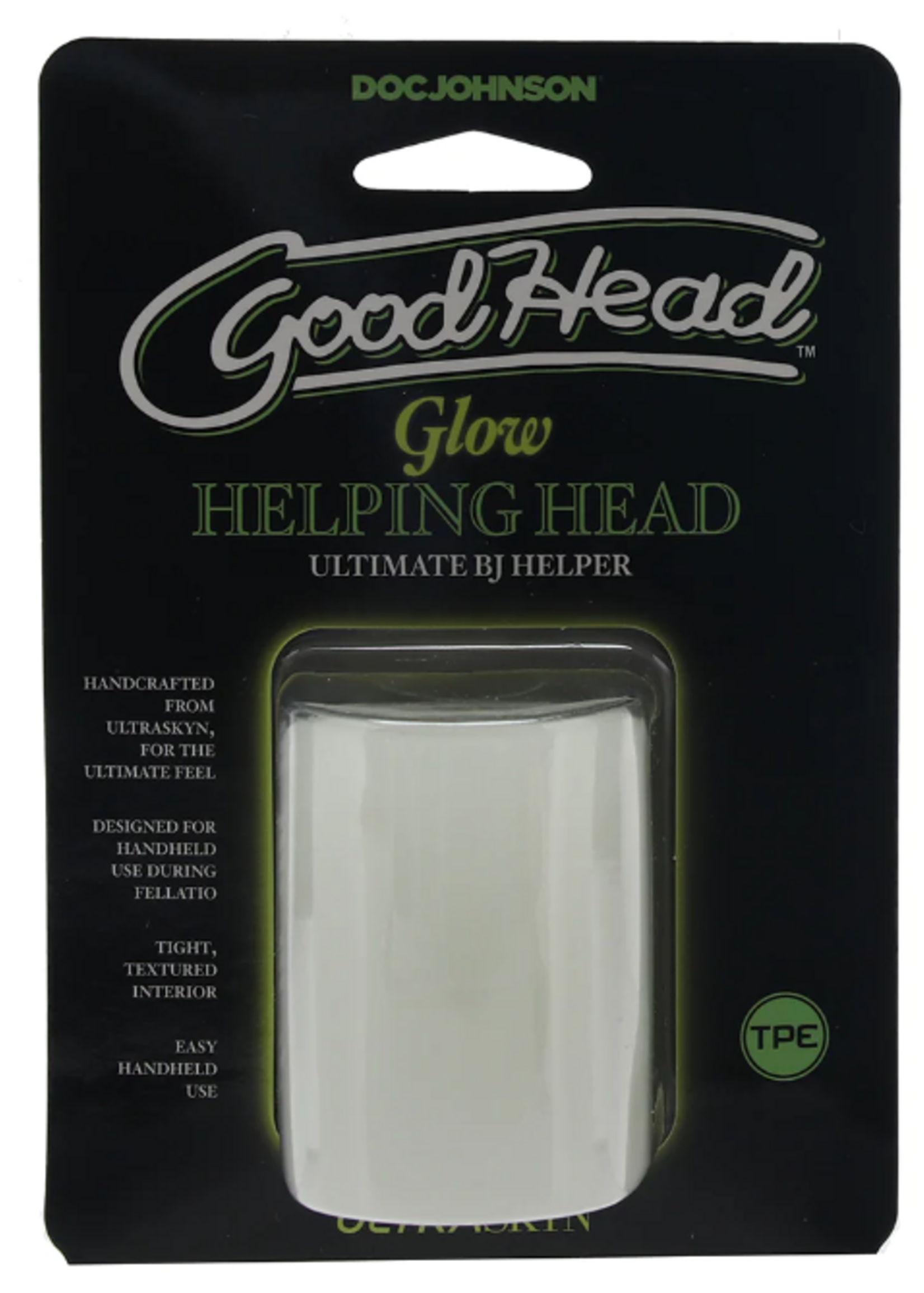 Doc Johnson GoodHead - Helping Head - Frost/Green Glow