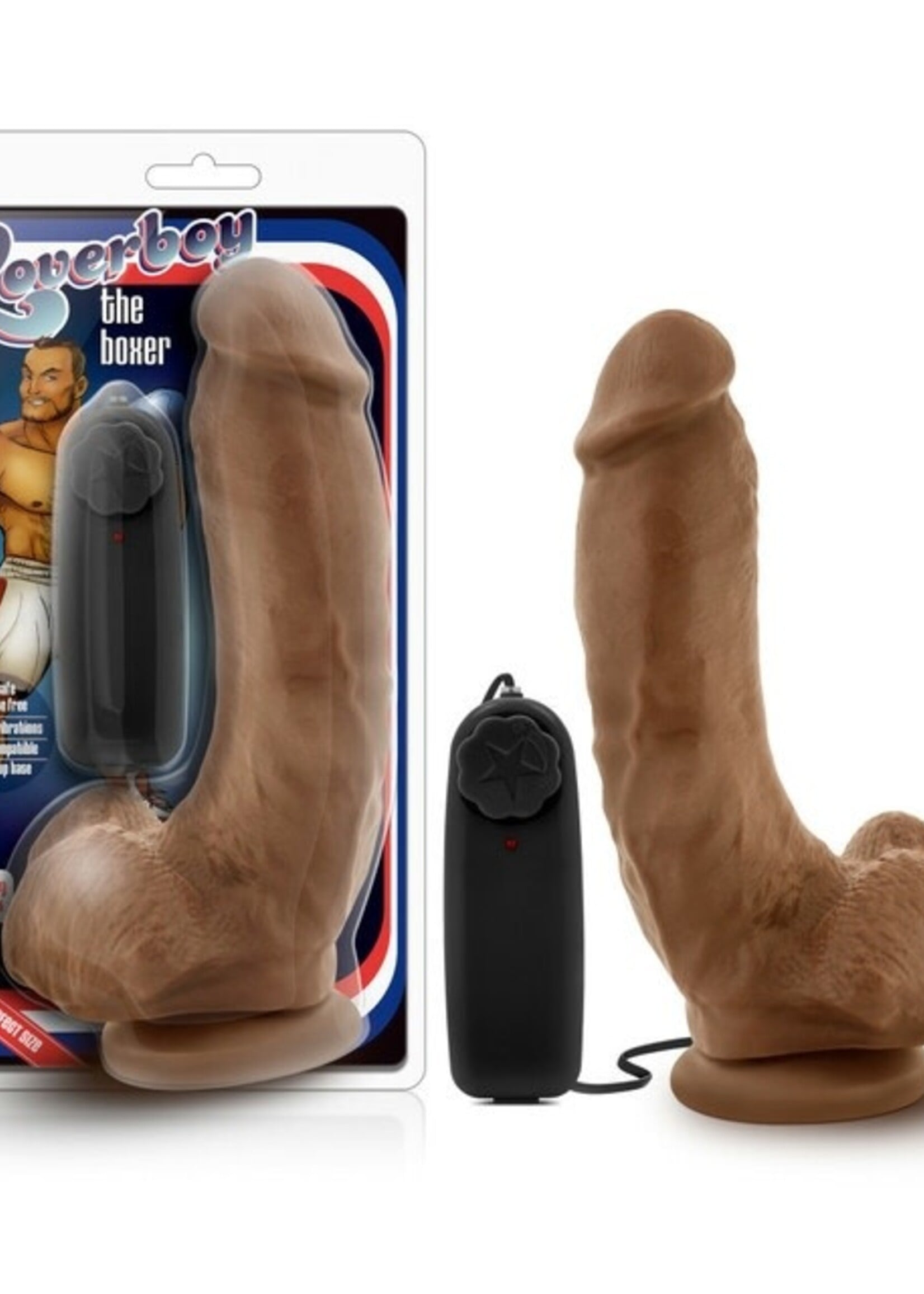 Blush Novelties Loverboy - The Boxer - 9" Vibrating Realistic Cock - Mocha