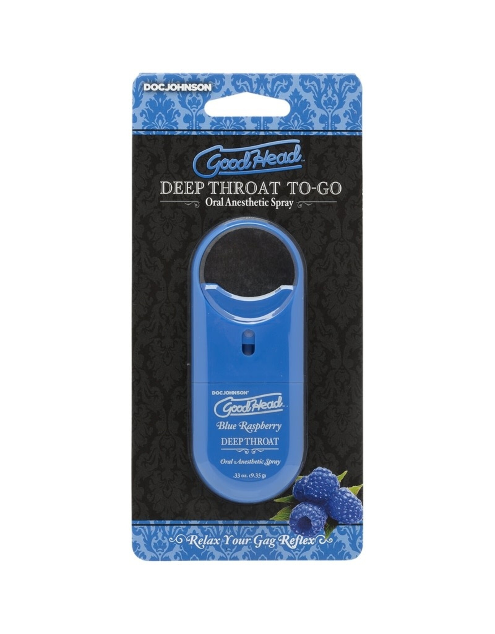 Doc Johnson GoodHead Deep Throat To-Go - Blue Raspberry