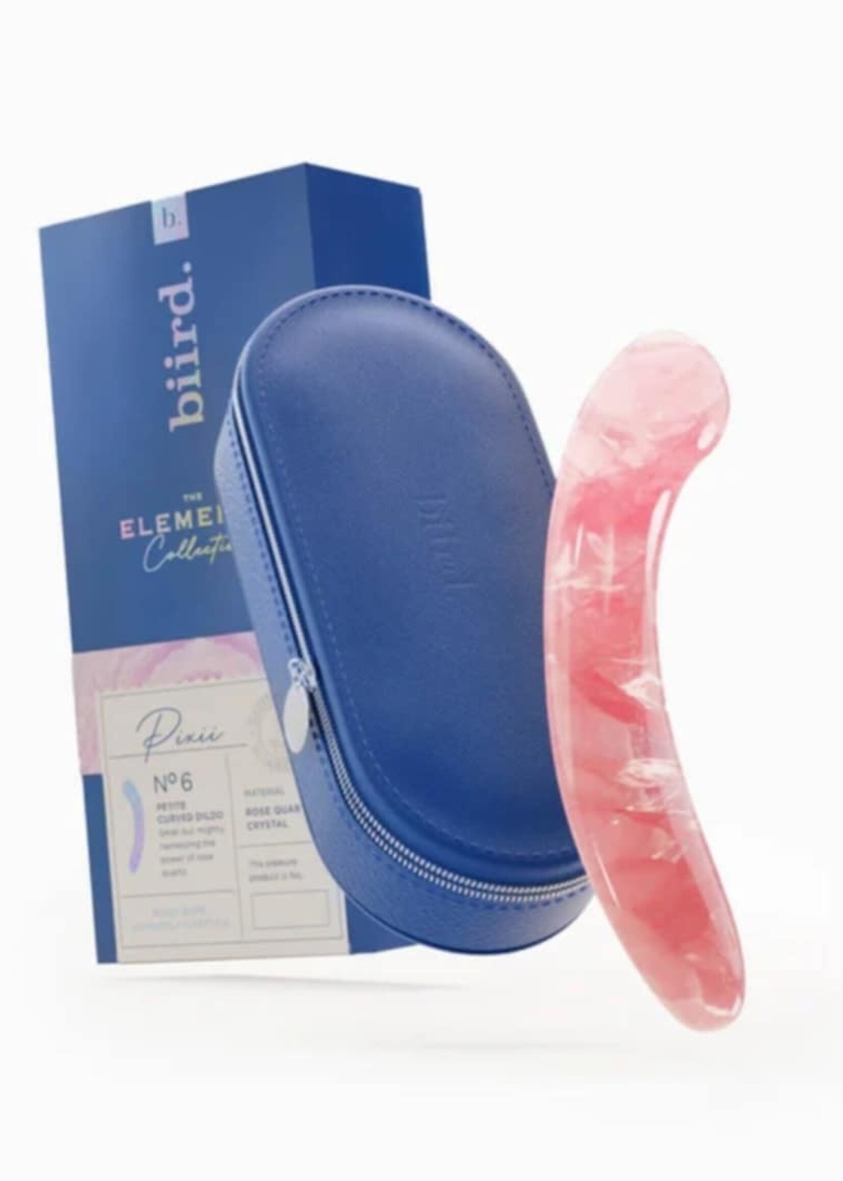 Biird Biird - The Pixii- Petite Curved Dildo - Rose Quartz Crystal