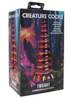 XR Brands Creature Cocks - Twilight Rainbow Glass Dildo