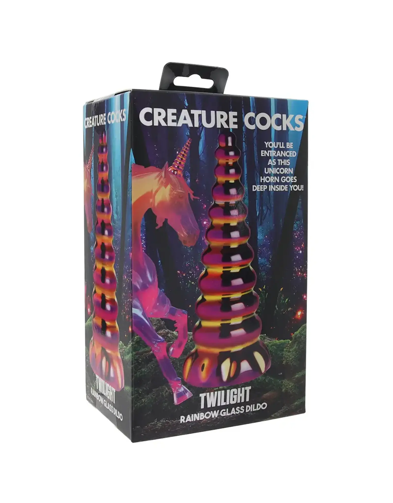 XR Brands Creature Cocks - Twilight Rainbow Glass Dildo