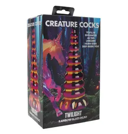 XR Brands Creature Cocks - Twilight Rainbow Glass Dildo