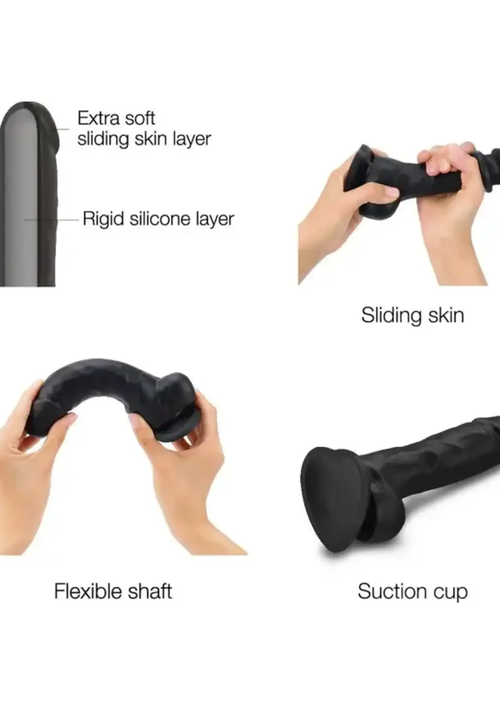 Strap-on-me by Lovely Planet Strap On Me Sliding Skin Realistic Dildo - LG Black