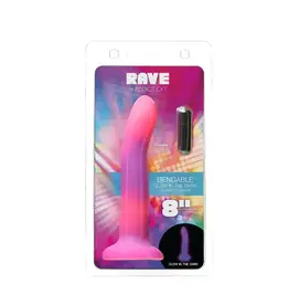 Rave by Addiction - 8" Glow in The Dark Dildo - Pink/Purple