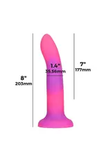 Rave by Addiction - 8" Glow in The Dark Dildo - Pink/Purple