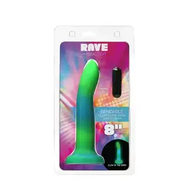 Rave By Addiction - 8" Glow in the Dark Dildo - Blue/Green