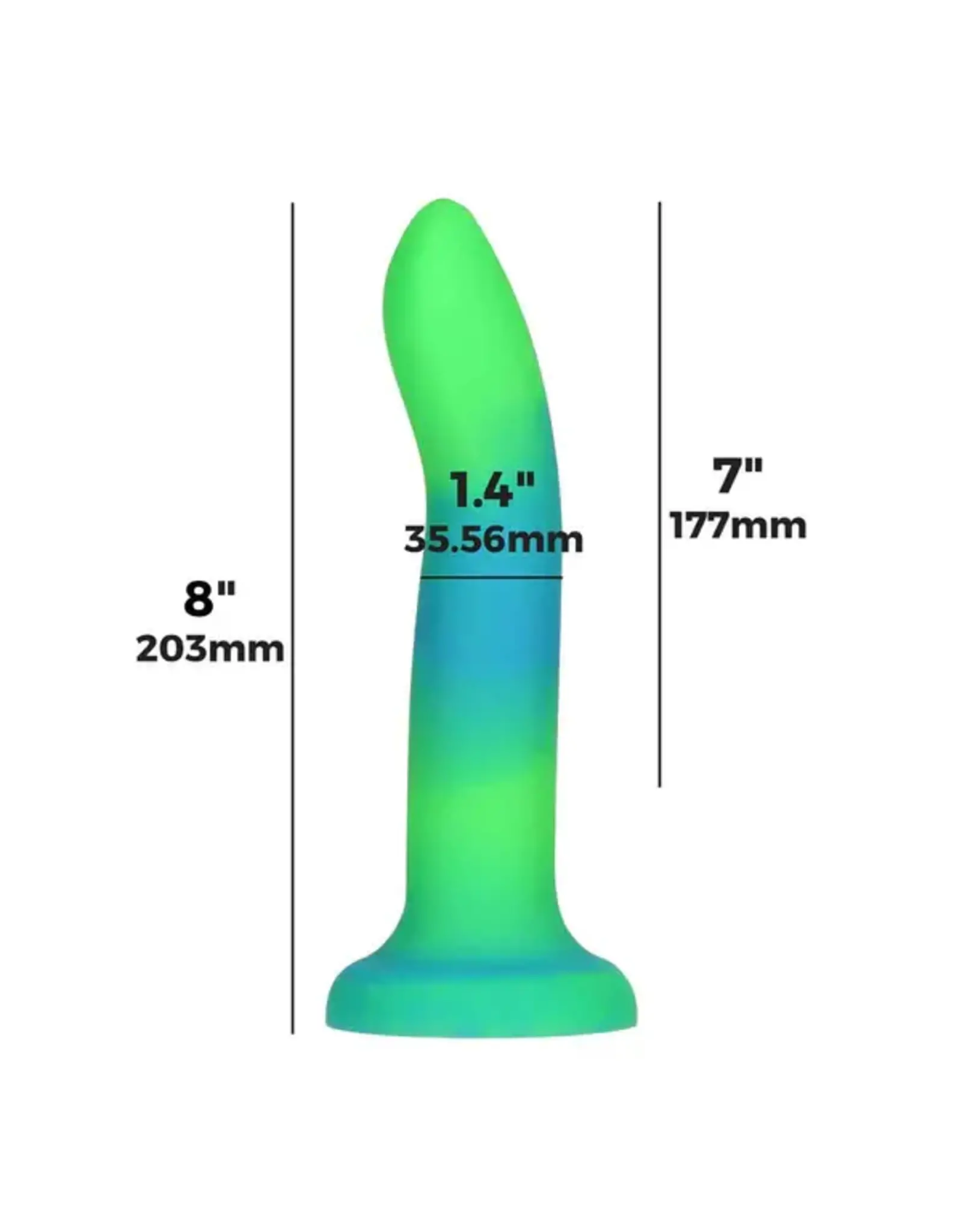 Rave By Addiction - 8" Glow in the Dark Dildo - Blue/Green