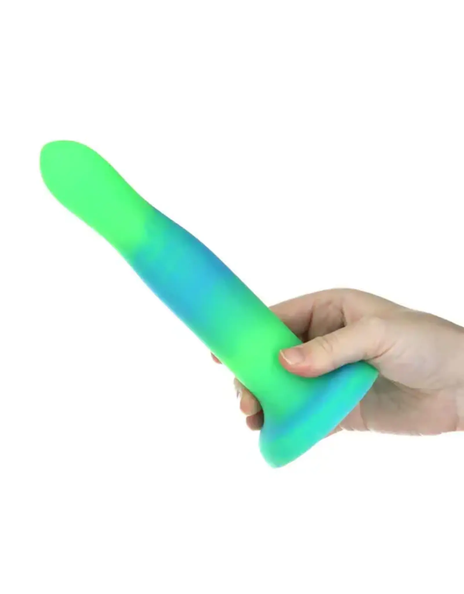 Rave By Addiction - 8" Glow in the Dark Dildo - Blue/Green