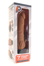 PowerCock 7 Inch Vibe with Clitoral Stimulator in Mocha