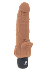 PowerCock 7 Inch Vibe with Clitoral Stimulator in Mocha