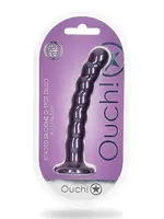 Beaded Silicone G-spot Dildo - 6.5'' - Metallic Purple